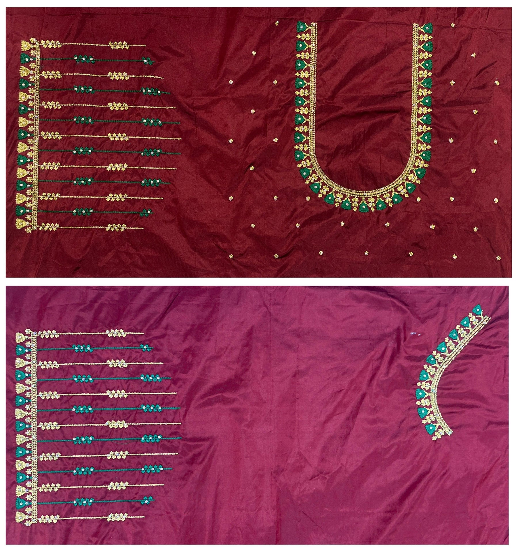 VS 102 Maroon Color Cotton Silk Embroidery Work Akupattu Blouse