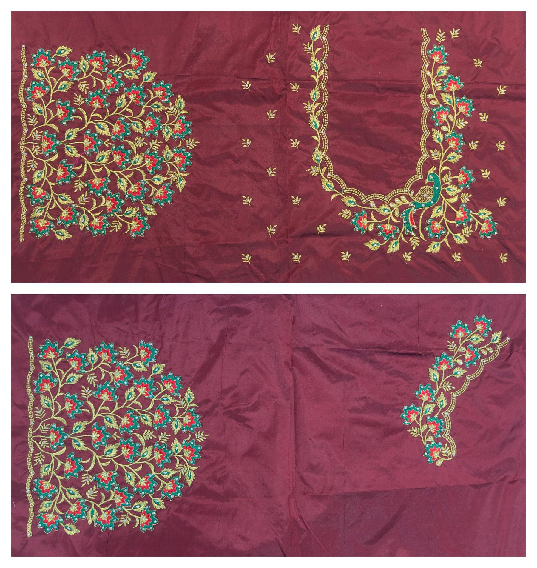 VS 100 Maroon color Cotton Silk Embroidery Work Blouse