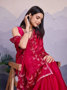 Maroon Jimmy Choo Embroidery With Sequins Saree