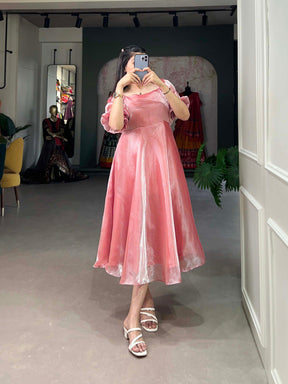 Peach Color Burberry Silk Ready Made Gown