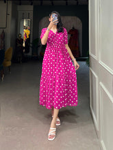 Amazing Pink Color Georgette Polka Dot Print Gown