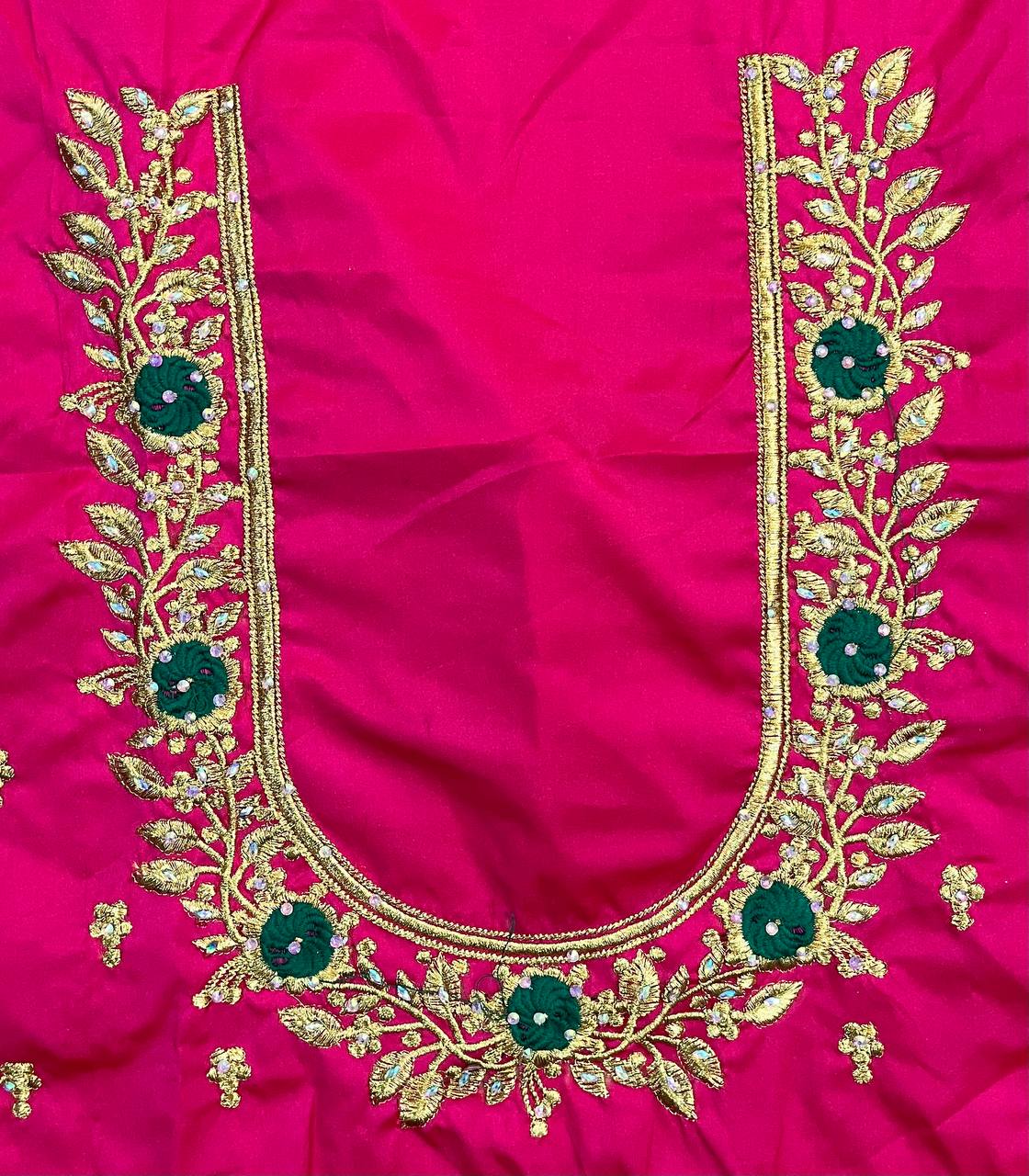 VS 103 Pink Color Cotton Silk Embroidery Work Akupattu Blouse