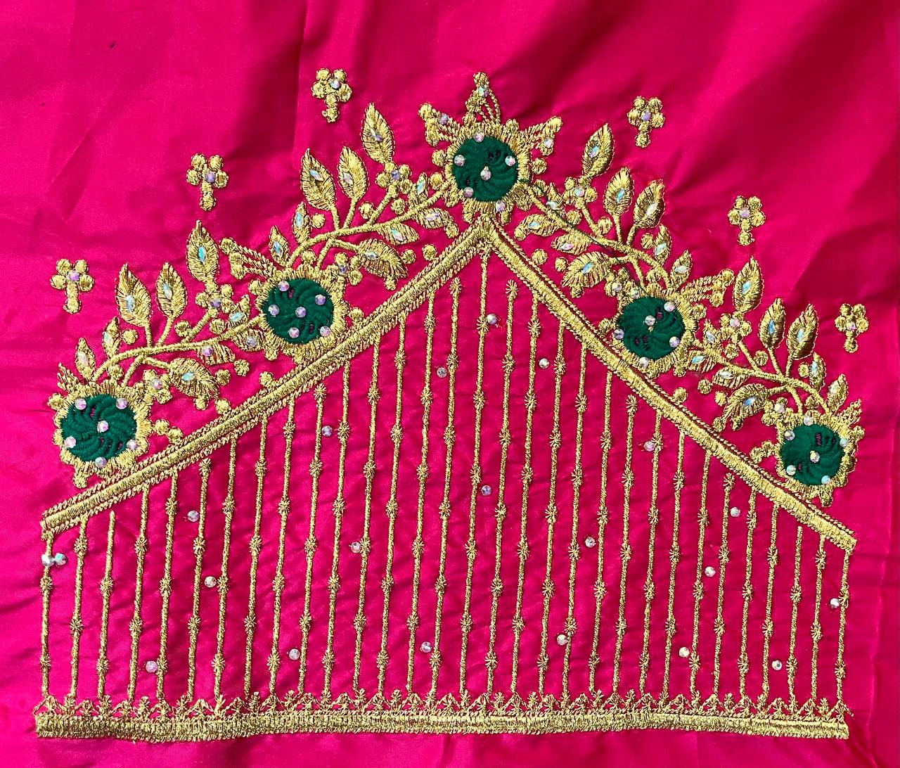 VS 103 Pink Color Cotton Silk Embroidery Work Akupattu Blouse