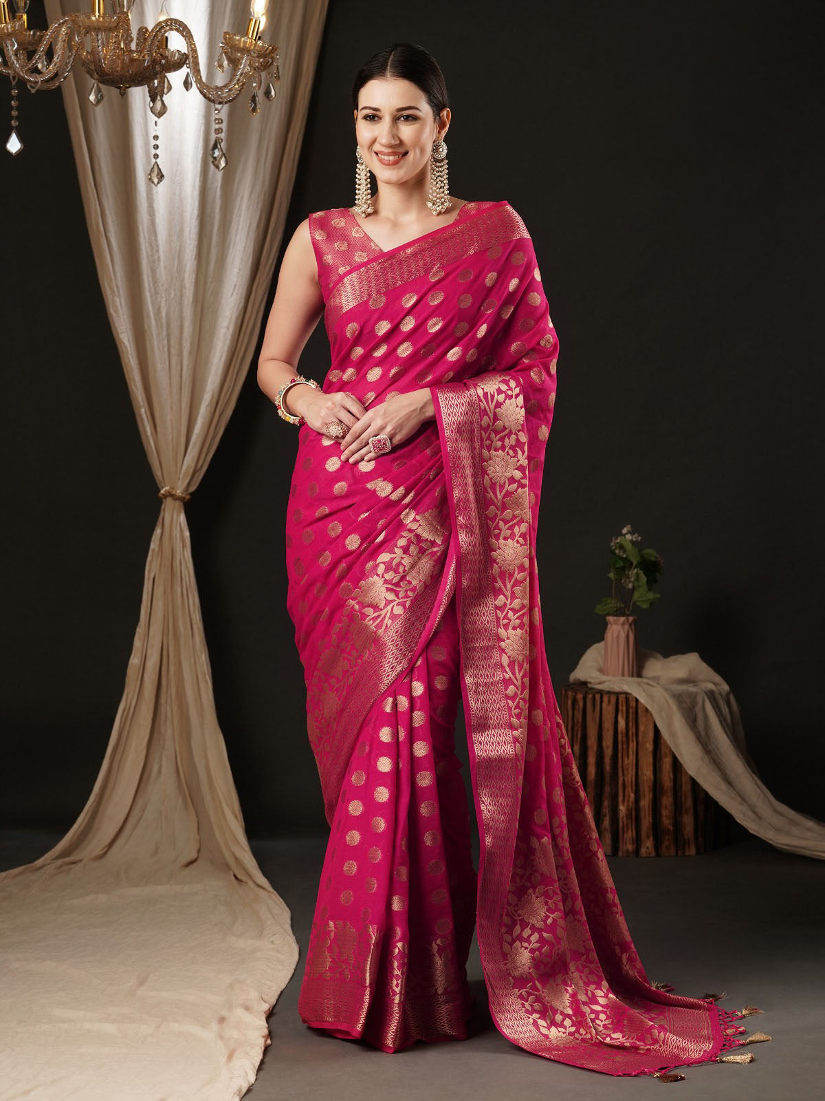 Peaceful Pink Color Georgette Designer Saree