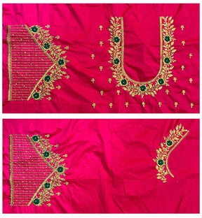 VS 103 Pink Color Cotton Silk Embroidery Work Akupattu Blouse