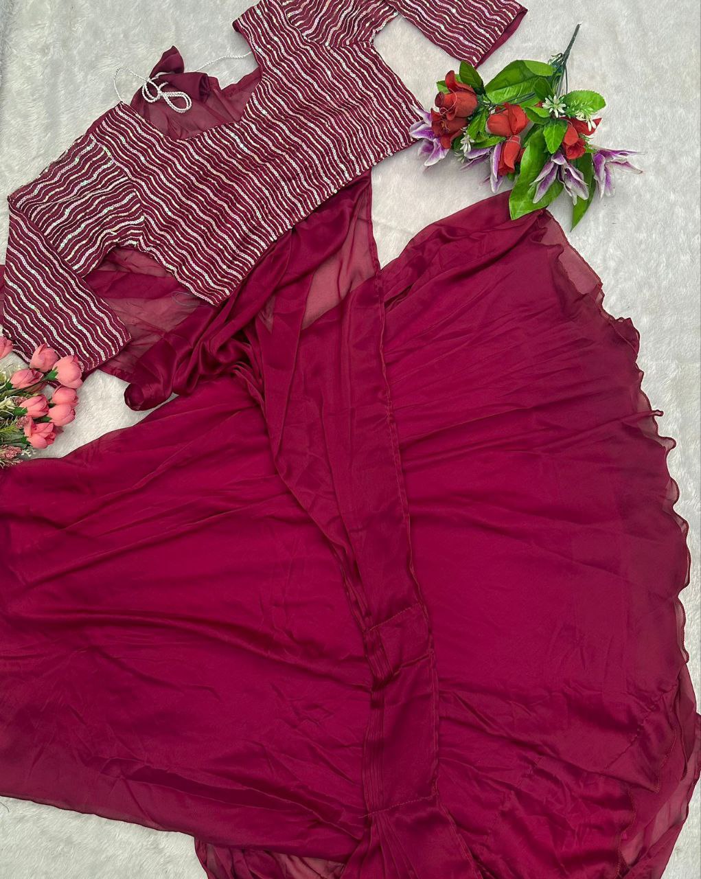 Elegant Pink Embroidered Lehenga with Dupatta & Blouse