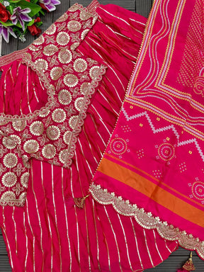 Pink Lehenga Set with Embroidery Cording for Weddings & Parties