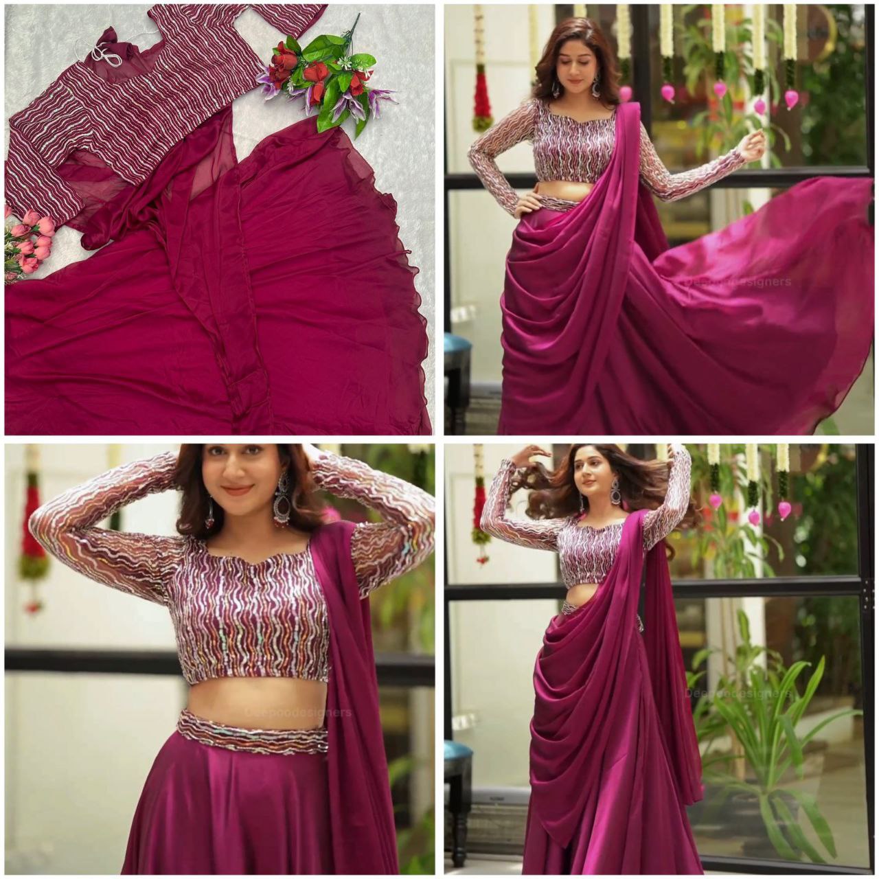 Elegant Pink Embroidered Lehenga with Dupatta & Blouse