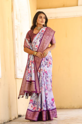 New Traditional Purple Color Dola Silk Saree