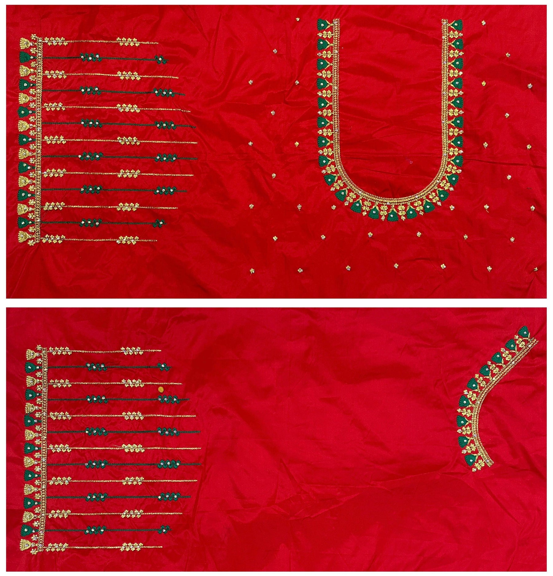 VS 102 Red Color Cotton Silk Embroidery Work Akupattu Blouse