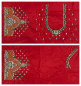 VS 101 Red Color Cotton Silk Embroidery Work Akupattu Blouse