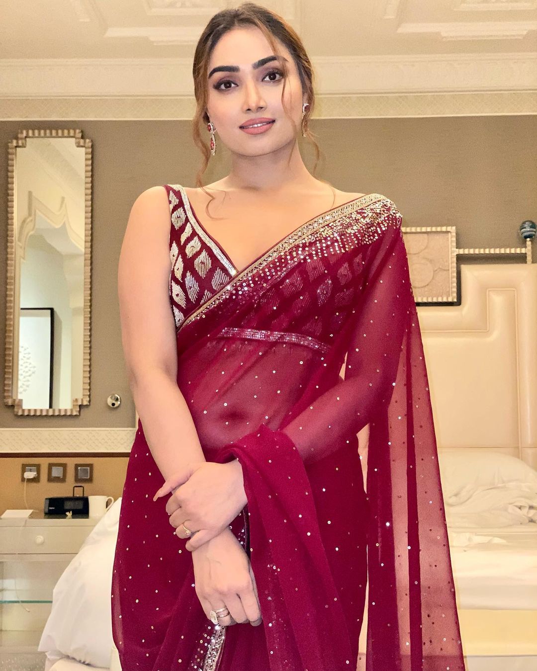 Red party wear Saree