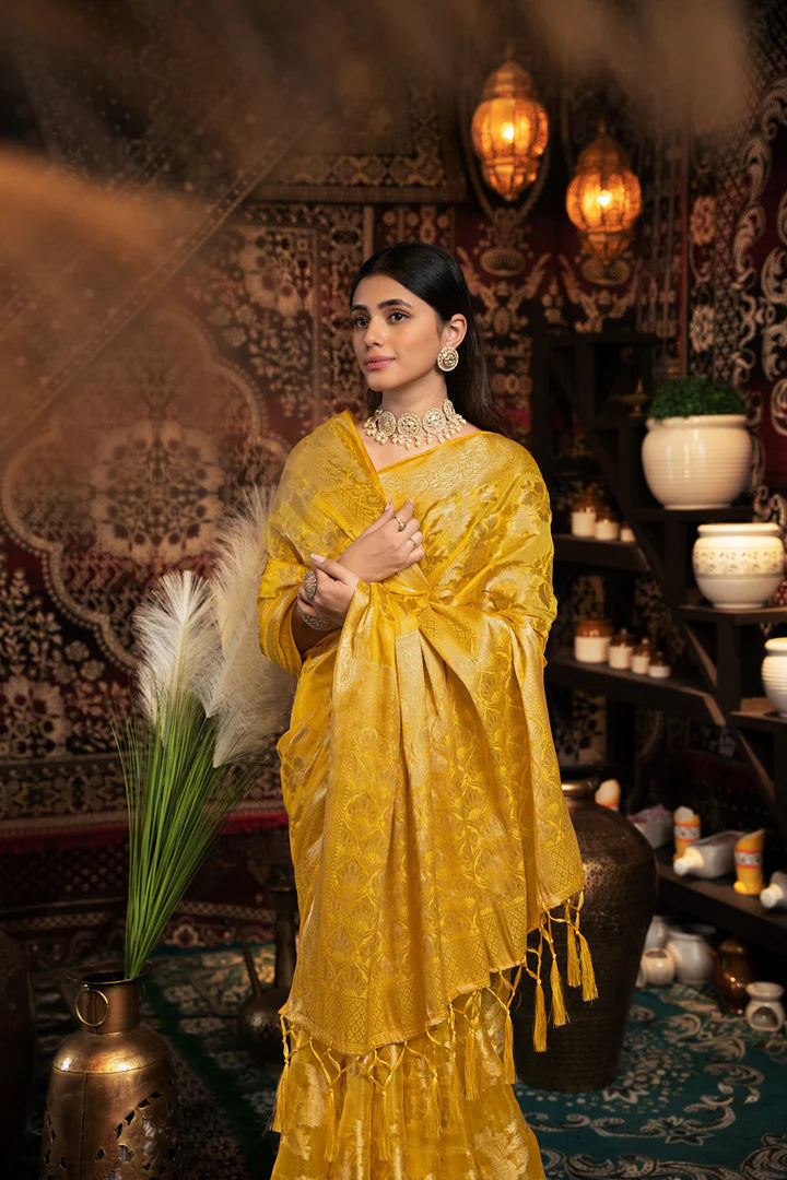 Opulent Yellow Jimmy Choo Zari Saree