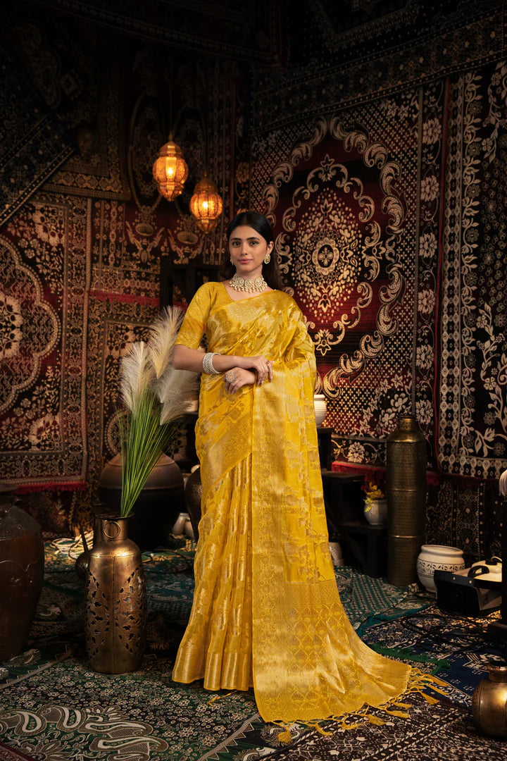 Opulent Yellow Jimmy Choo Zari Saree