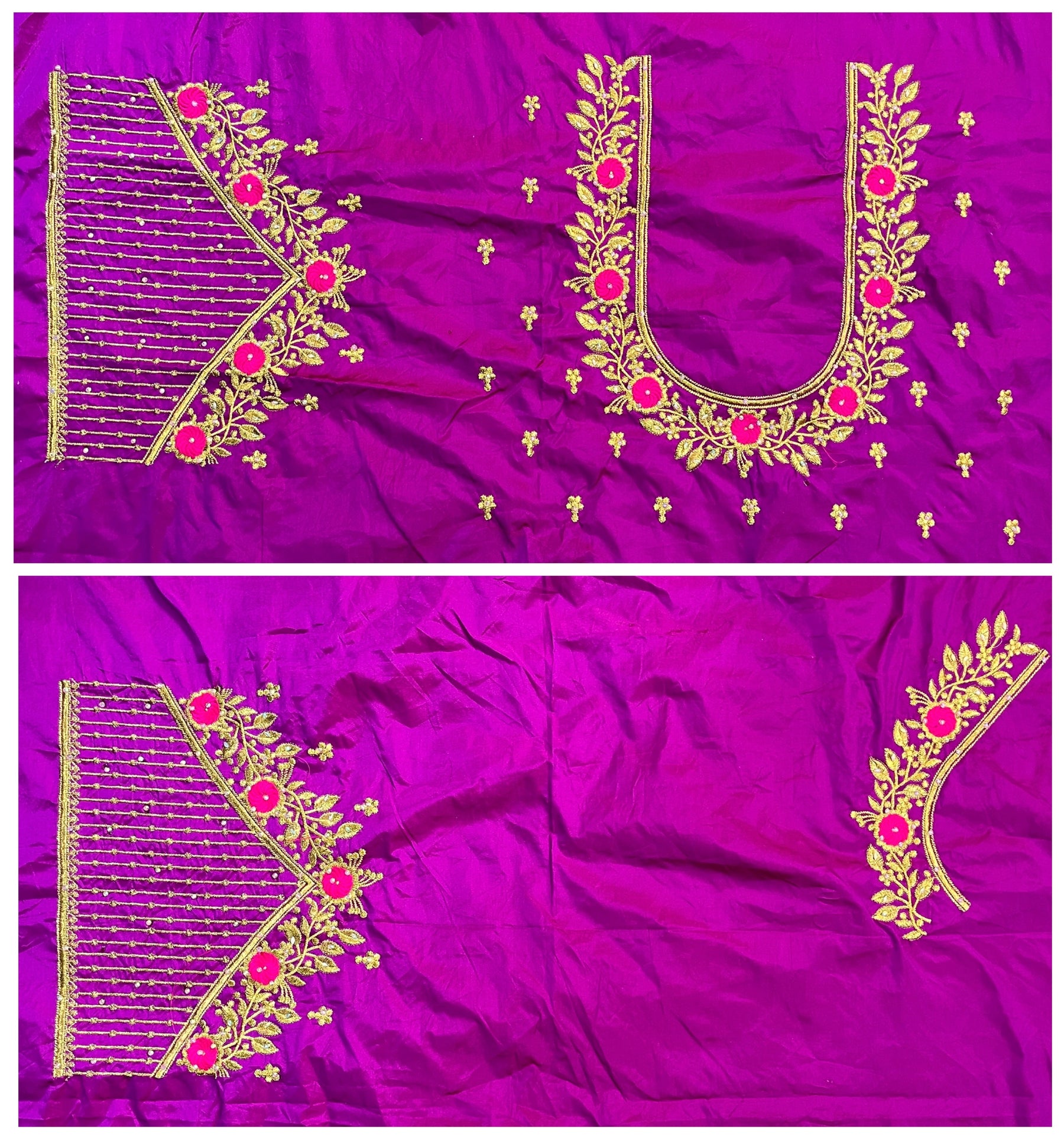 VS 103 Purple Color Cotton Silk Embroidery Work Akupattu Blouse