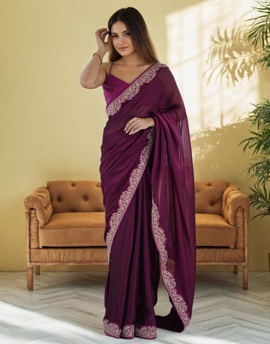 Elegant Burgundy Color Rangoli Silk Saree with Coding Work – Party Wear