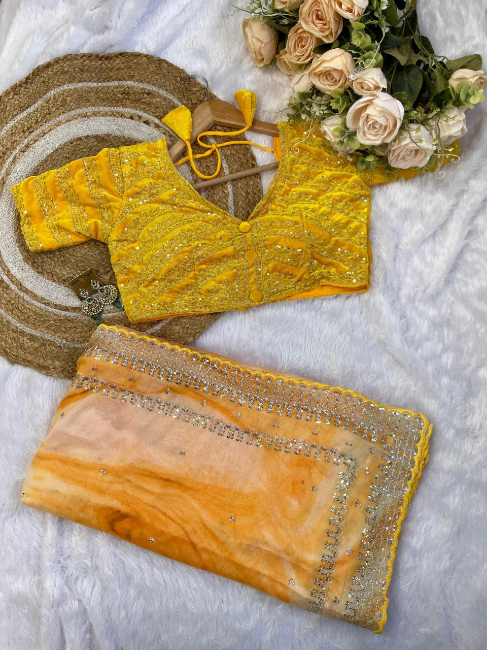 yellow Color Rangoli Silk Saree With Stitched Blouse