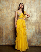 Beautiful Organza Silk Ready to wear saree (Yellow)