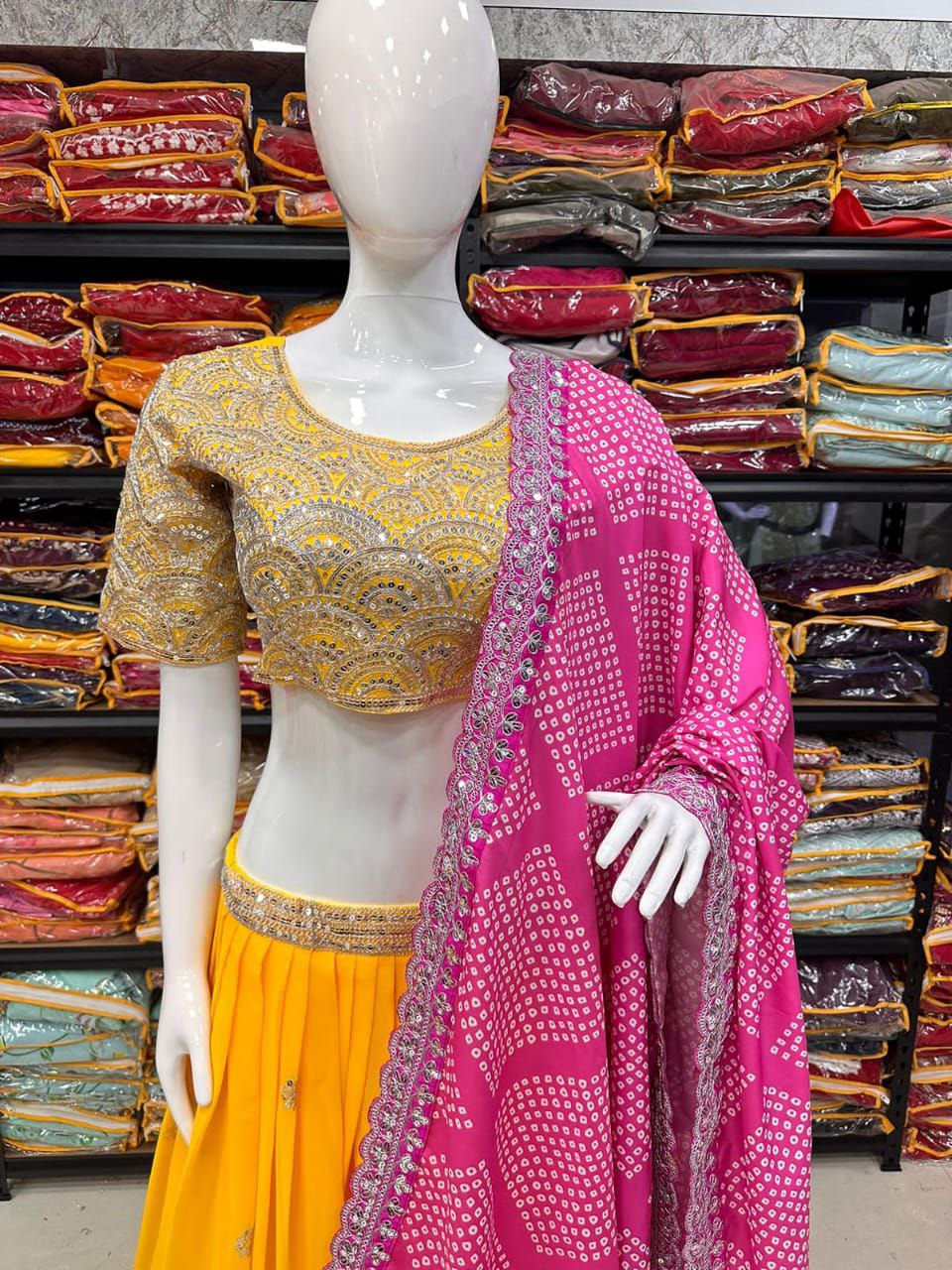 Elegant Yellow Embroidered Lehenga Set with Dupatta